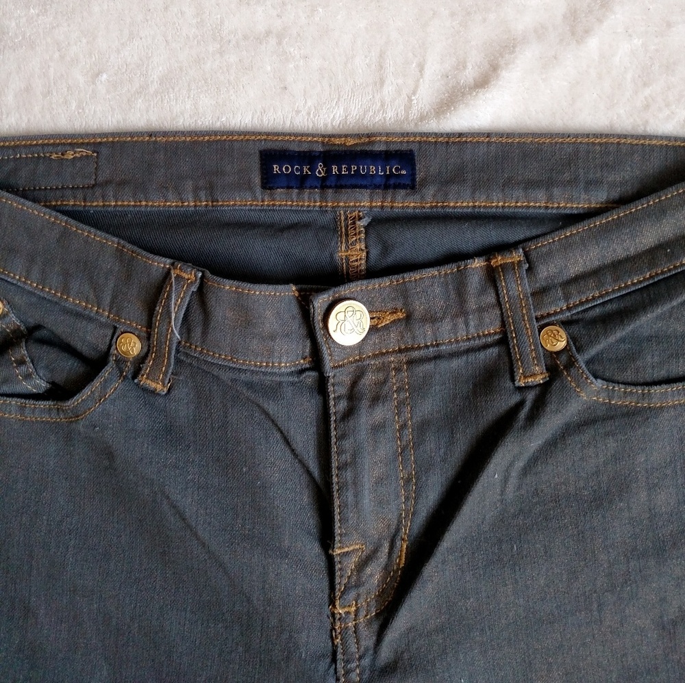 Rock & Republic gray and gold skinny jeans